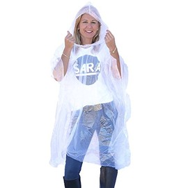 Sara Glove Emergency Disposable Rain Ponchos (Sold in Packs of 10 and 200) (Clear, 10 Pack)