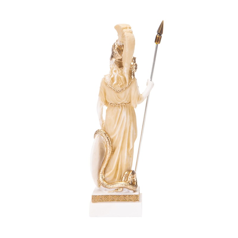 Athena with Owl Medusa Holding Sign Greek Goddess Alabaster Statue