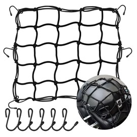 JAGASOL Cargo Nets for Motorcycle Helmet 16"X16" Elastic Bungee Net Storage Featuring 6 Hooks Tight 2"x2" Mesh Luggage Strap Rack Expansion Organizer Net Pocket for Motorbike E-Bike Trike