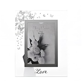 Widdop Love Glass Photo Frame with Butterflies and Diamantes - 4''x6''