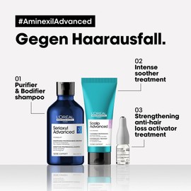 L'Oréal Professionnel Aminexil Advanced Anti-Hair Loss Activator Treatment for Fuller Hair, 10 x 6 ml