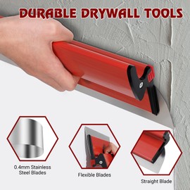 SUMED Drywall Skimming Blade, 10"+24"Skimming Blade, Stainless Steel Drywall Smoothing Spatula for Large Working Area Sheetrock/Gyprock/Wall-Board