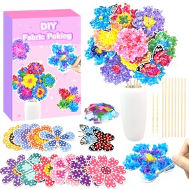 Poke in Fun Art Flower Bouquet Craft Kits for Kids,with 10 Flowers & 2 Butterflies,Arts and Crafts,Mess-Free Craft,DIY Art Activity Birthday Christmas Gifts Ideas for Girls & Boys Ages 4 5