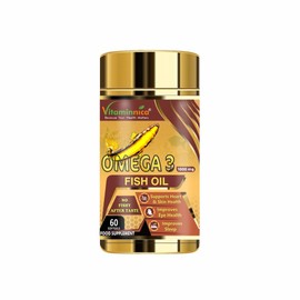Vitaminnica Omega 3 Fish Oil Softgels Fatty Acids Great for Eyes, Skin, Heart, Joints & Brain Health || Double Strength (EPA & DHA) for Men and Women | 60 Softgels |