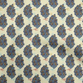 oneOone Velvet Light Beige Fabric Floral Quilting Supplies Print Sewing Fabric by The Yard 58 Inch Wide