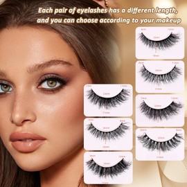 EKIND Explosive Style False Eyelashes - 3D Volume Slant for Stage Makeup,Daily Wear, Perform, Fluffy Extensions lash Faux Cils Strip (7-Pairs Hybrid Set)