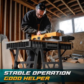 Express Folding Work Table, 2-in-1 Easy Setup Portable Folding Worktable & Folding Workbench, 34" W x 25" D x 31" H Lightweight Versatile Clamping Worktable for Garage/Wood Shop(Yellow)