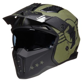 ILM Open Face Motorcycle 3/4 Half Helmet for Men and Women, Vintage Retro Helmet with Visor for Moped ATV Cruiser Scooter DOT Model Z302(Army Green,Small)