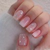Pink Square Press on Nails Short Acrylic Fake Nails with