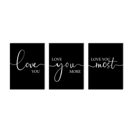 1 KINGO Love You More Wall Decor:I Love You Sign Bedroom Pictures Wall Decor Over Bed,Love You Most Bedroom Signs Farmhouse Master Bedroom Wall Art Romantic Minimalist Bedroom Decor,Set of 3,12"x16"