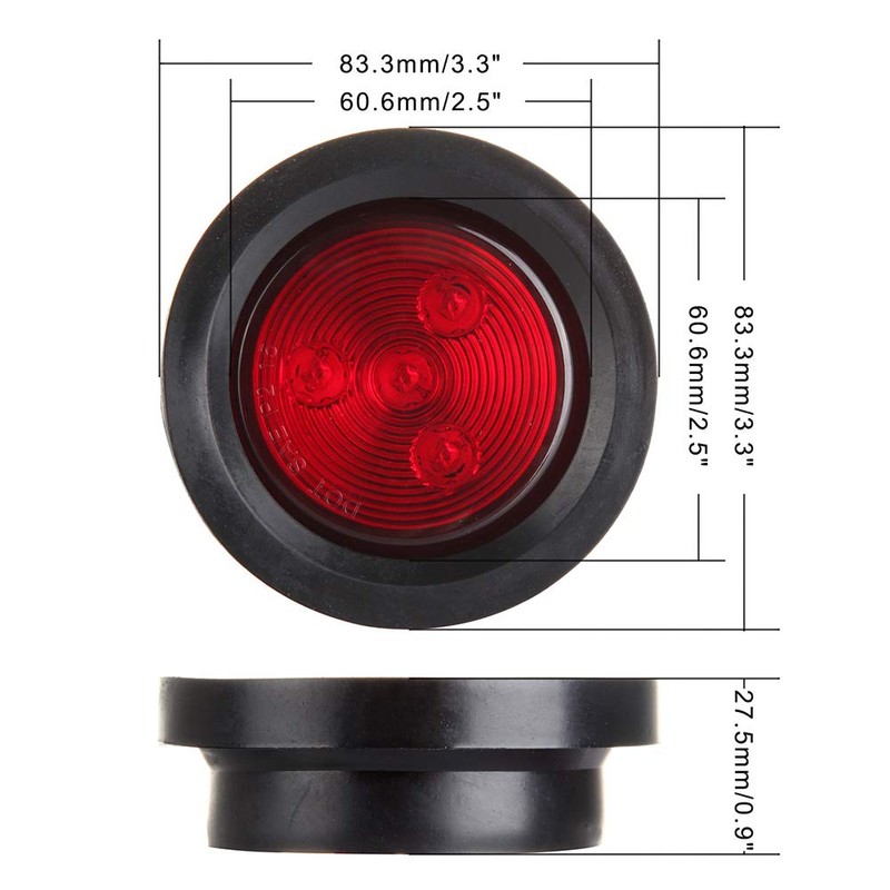 OCPTY 8pcs 2.5" 4 Led 4Red+4Amber Light Round Trailer Tail
