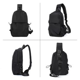 SZSYCN Sling Bag Cross Body Chest Bag Shoulder Bag for Men Women Waterproof Chest Bag with USB Charging Port Men's Bag for Runners Training Hiking Cycling Travel, D1 black, Rucksack