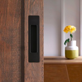 CCJH Upgrade Flush Pull Flush Mount Door Finger Pull, Heavy Duty Modern Simple Invisible Handle for Sliding Barn Door Hardware, Easy Installation, Black (1 Pack)