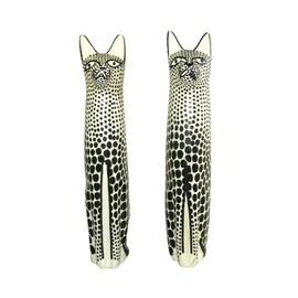 The Friendly Trading Co Tall Pair Spotted Cats Sculpture in Soapstone 20 cm / 8 inch