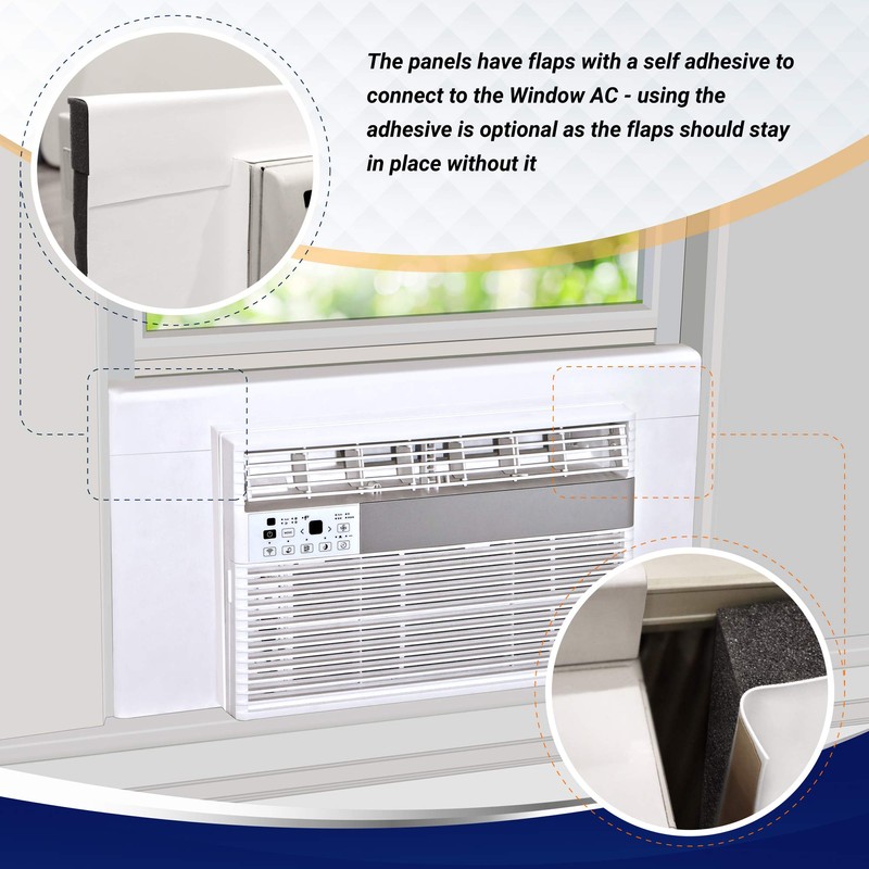 Breeze Stop Surround Insulation Side Panels White for Window AC