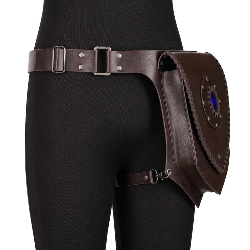 HiiFeuer Medieval Faux Leather Thigh Bag, Adjustable Drop Leg Pouch