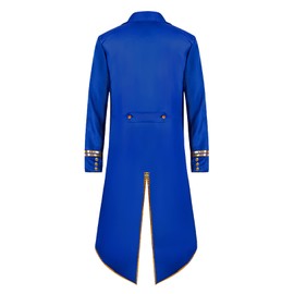 Men Steampunk Tailcoat Retro Gothic Vintage Medieval Victorian Dovetail Jacket Coat Tuxedo Frock Coat Costume Blue Size 4XL