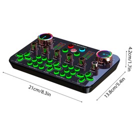 summina Live Sound Card Audio Mixer Audio Mixer Recording Desktop Singing Digital Lossless Transmission for Streaming Podcasting Gaming Recording Soundboard Built-in Battery