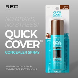 Red by Kiss Quick Cover Root Touch-Up Spray, Waterproof & Smudge-Proof Gray Coverage, Quick-Dry Formula with Jojoba Oil, Lightweight & Travel-Friendly (Light Brown, 2oz)