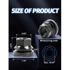 32pcs,M14x2.0 Lug Nuts Flat Seat Black for 1999-2002 F250 F350,13/16" Hex Factory OEM Wheel Lug Nuts,611-196