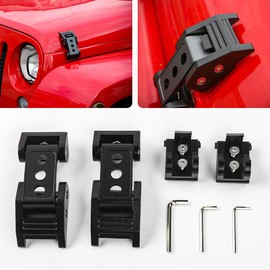 CheroCar White Hood Latches Hood Lock Catch Latches Kit Fit for 2007-2025+Jeep Wrangler JK JKU JL JLU Sahara Freedom Sports Rubicon & Gladiator JT Aluminum Alloy Hood Catch