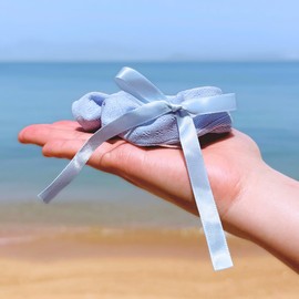 5 Pieces Blue Plaid and Stripes Soft Scrunchies, Floral Embroidered Mesh Hair Ties, Ribbon Bow Elastic Hair Bands, Lace Ponytail Holder, Gift Set, Women Girls Hair Accessories