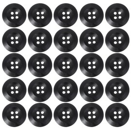 PATIKIL Wooden Buttons 8/9 Inch (23mm), 50 Pcs Wood Sewing Button 4 Holes Round Handmade Ornament Buttons for Crafts Sewing Clothing Accessories Decoration, Black