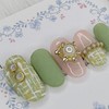 Moss Green Tweed Handmade Nail Tips - Square S /