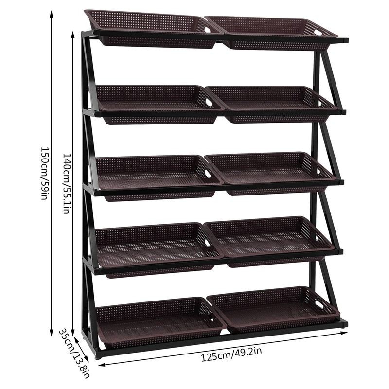 Market Retail Display Rack Shelf + 10x Merchandiser Fruit Vegetable