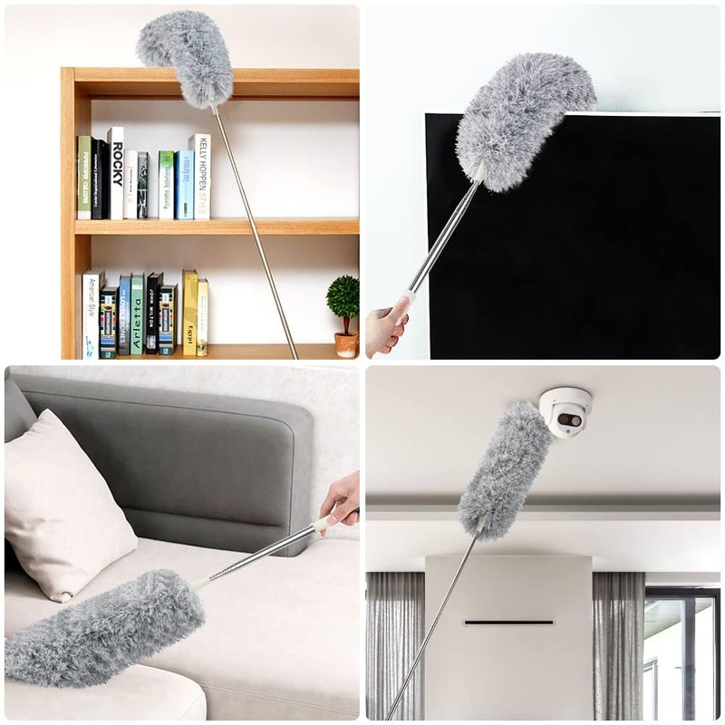 OFFCUP Feather Duster, Extendable Microfiber Duster with 96" Stainless Steel
