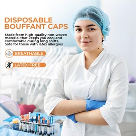 Xpose Safety Black Disposable Bouffant Caps 21 Inch – Hairnets for Food Service, Beauty, Laboratories, Cleaning, Cooking – Breathable & Lightweight - (Pack of 100)