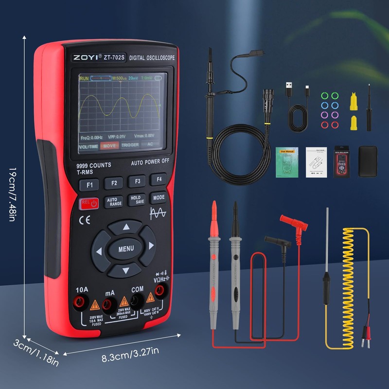 Ovshnrr Digital Oscilloscope Multimeter 2 in 1, Handheld Digital Oscilloscope,