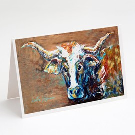 Caroline's Treasures On the Loose Brown Cow Greeting Cards Pack of 8 Blank Cards with Envelopes Whimsical A7 Size 5x7 Blank Note Cards