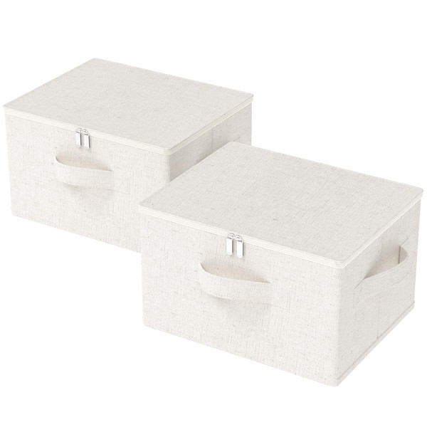 ENUMAIL Fabric Underbed Storage Bins with Lid, Foldable Cube Organizer,
