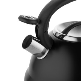 FLORINA JACOB Kettle (2.5 L) | Stainless Steel Tea Kettle | Whistling Kettle with Bakelite Handle & Whistling Sound | Whistling Kettle for Tea & Coffee | Suitable for All Hobs | Colour: Black