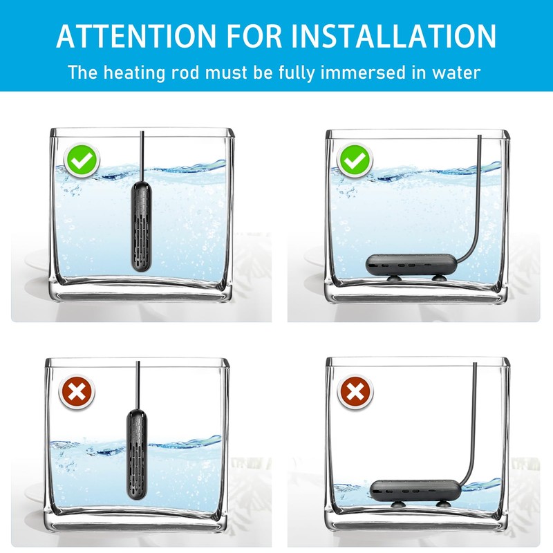 YukiHalu Small Aquarium Heater 25/50/100/150W with Protective Cover, Mini Fish