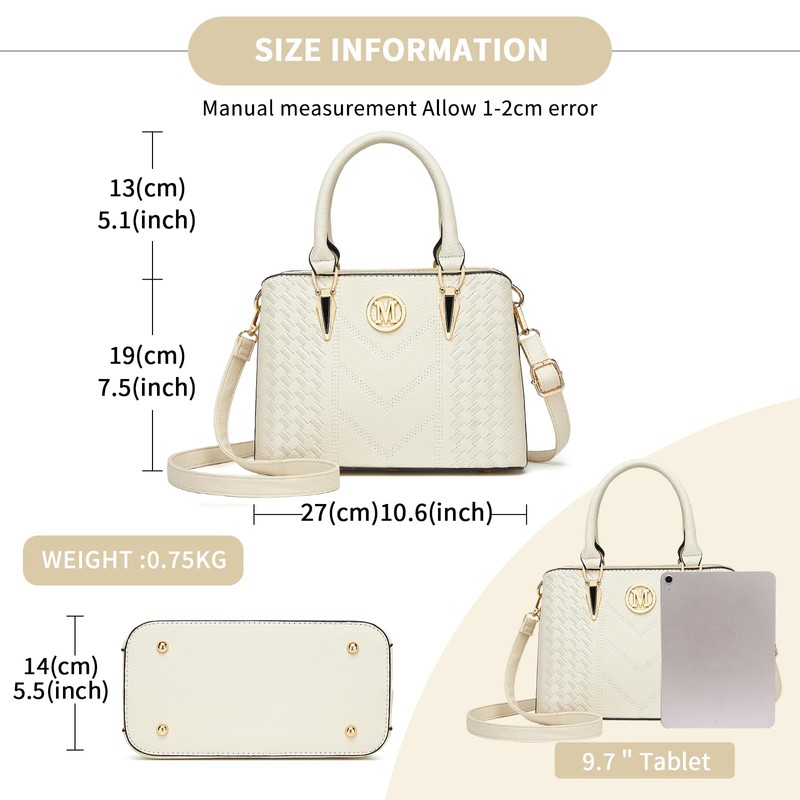Miss Lulu Women's Handbag, Medium Size, Lychee Pattern Bag, Elegant