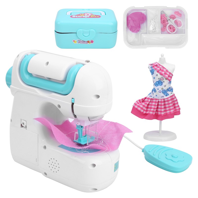 Kids Sewing Machine Toy Kit Portable W/Model Tape Scissor Threader