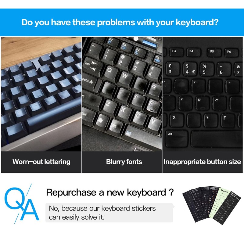(2PCS) Ukrainian Keyboard Stickers, Ukraine Keyboard Letters Replacement Sticker with