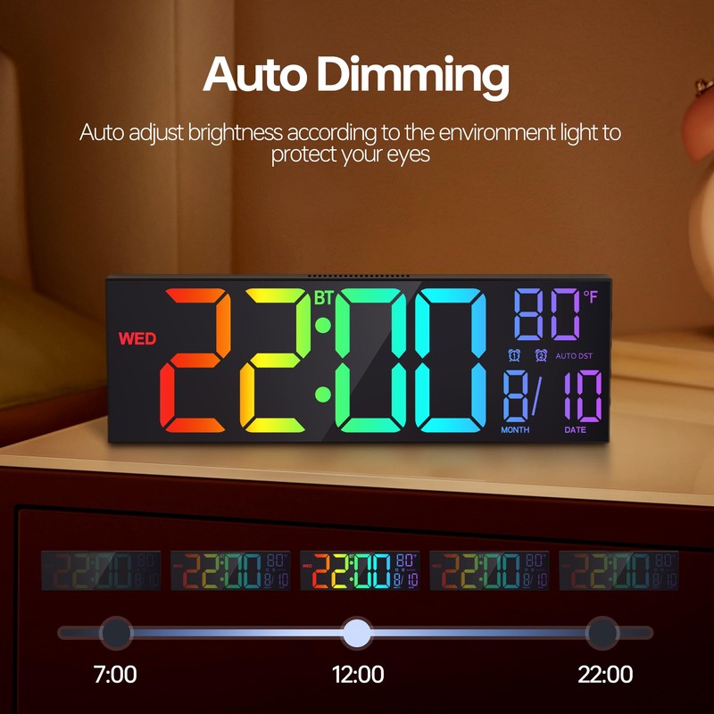 JALL 16.2" Large Digital Wall Clock with Seconds, Bluetooth Sync,