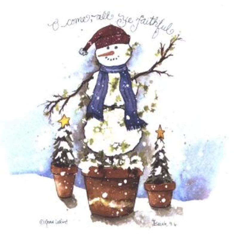 Captive Decals Christmas Winter Snowman Pine Tree Star 4 pcs