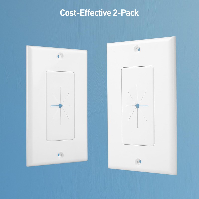 Cable Matters 2-Pack 1-Gang Wall Cable Pass Through Wall Plates