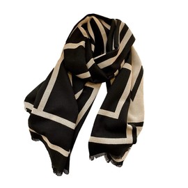 JERLA Cashmere Feel Scarf winter warm large soft Shawl wrap Scarf for women (Black geometry)