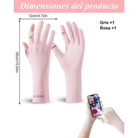 2 Pares Guantes Protección UV Mujer, Guantes para Sol y Manejar, Protección Solar para Deportes y Actividades al Aire Libre, Guantes con Abertura para Pantalla Táctil, Material Nailon Simulado