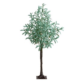 Nearly Natural 4-FT Artificial Olive Tree with 240 Warm White LED Lights, Faux Olive Tree Indoor Home Décor, Pre-lit Fake Tree with Lifelike Fruits and Sturdy Base Stand