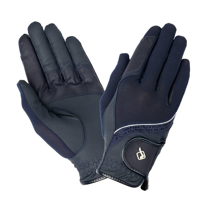 LeMieux Crystal Horse Riding Gloves - Navy Blue Medium
