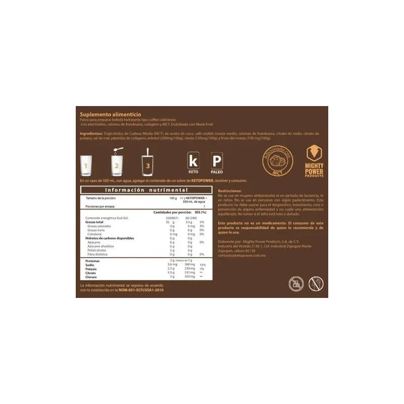 Keto Power - Cetosis + Electrolitos - 20 Sobres Cold