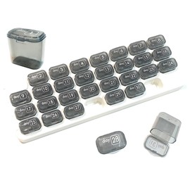 3world SW1769 Pill Case, 1 Month Management, Storage, Forget to Drink Prevention, Calendar, Portable, Divided Use, Choose Color