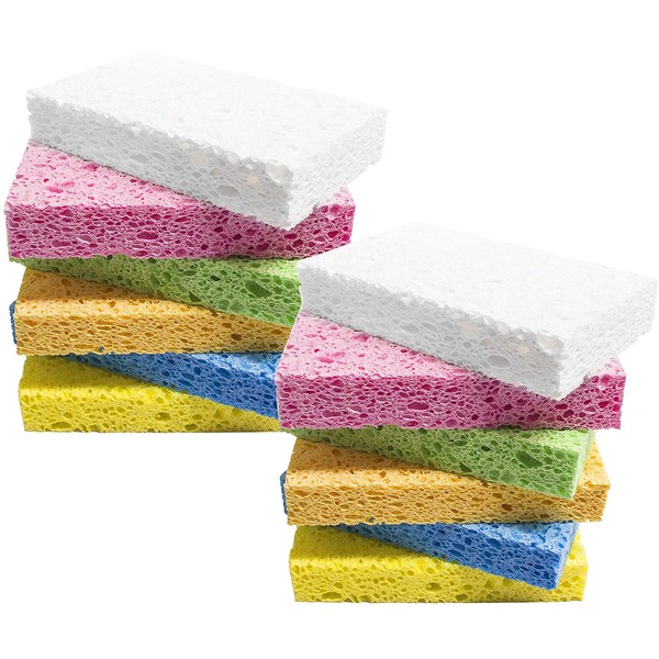 ARCLIBER Scrub Sponge,Heavy Duty Color Cellulose Sponge,Clean Tough Messes Without Scratching (12 Pack)