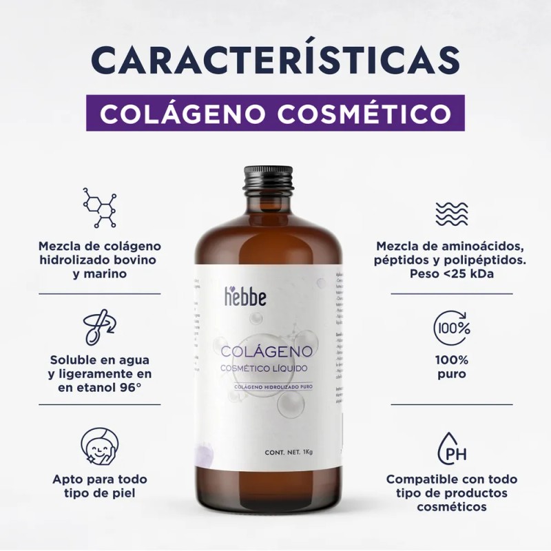 Colgeno Hidrolizado Lquido Hebbe Cosmetics 1kg Rejuvenecedor Piel Cabello